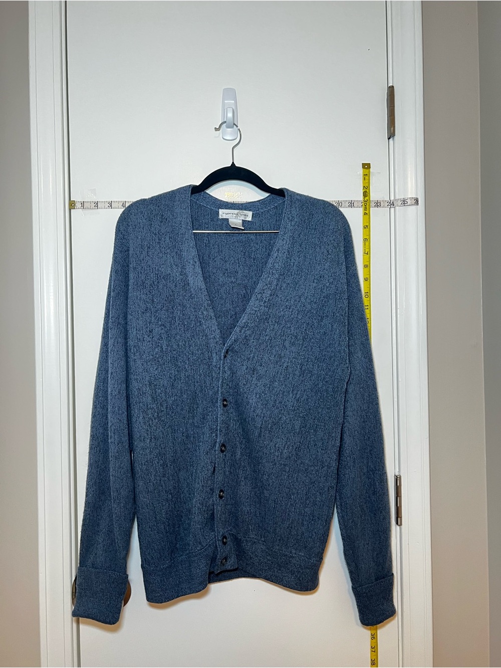 Cypress Links Vintage Classic Men's Blue Button-Front Cardigan Sweater Comfy